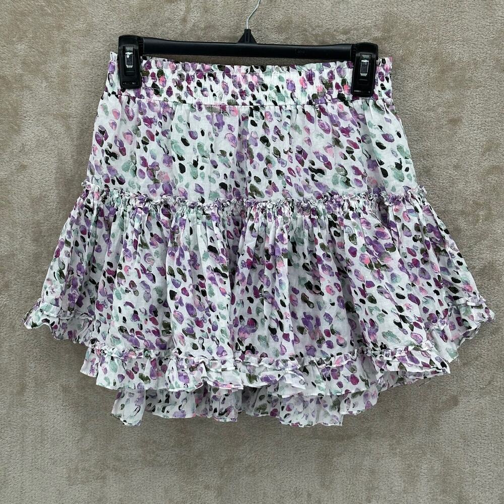 Misa Skirt Women Small Marion Ruffle Mini Painted Dot Abstract Romantic Feminine